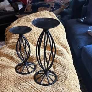 Elegant Black Metal Candle Holders